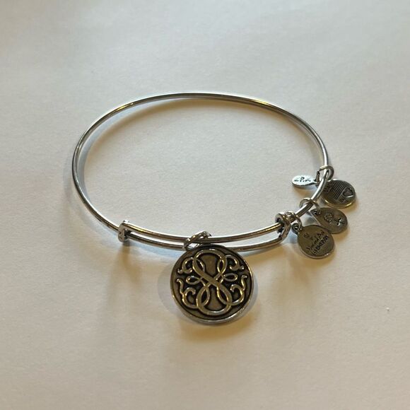 Alex and Ani Rafaelian Silver Infinity Charm Bangle Bracelet - Picture 2 of 13